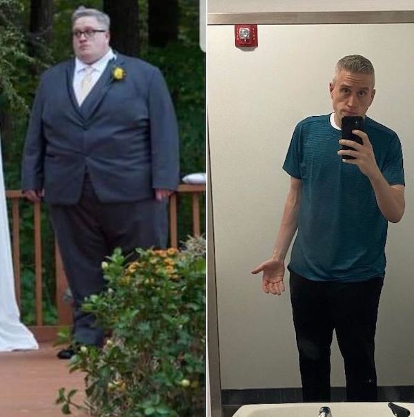 The pic on the left was exactly 3 years ago when I was close to 600 lb. Around 230 lb now.