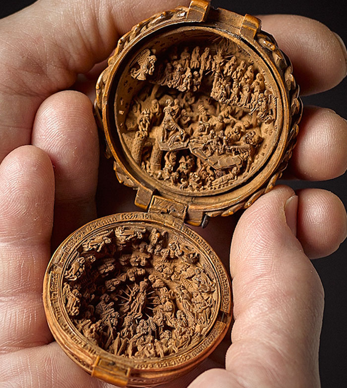 "This is a relic that actually was made in the 1500s. It was made from a single piece of boxwood and it was so small that they had to use microscopes to look at the inner layers of the joints. And while they were microscanning, they found needles that were smaller than grass seeds."