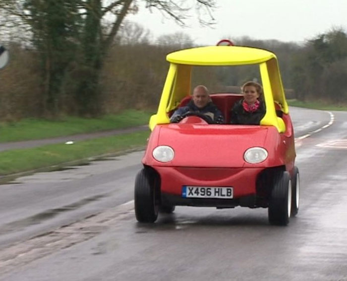 "Two UK brothers actually made a real life Tikes car. It's legal to drive and the thing goes up to 70 mph."