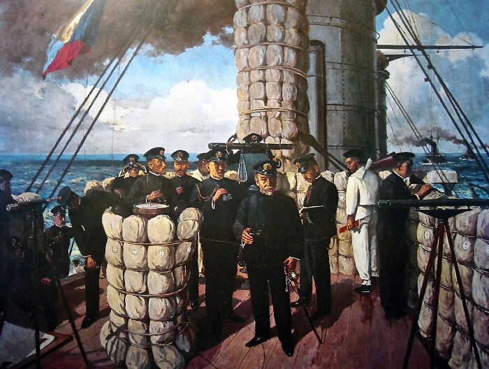 Battle of Tsushima in 1905.

Russian Baltic fleet sails the long way (16k miles and 7 months) started by them opening fire on British fishing boats mistaken for Japanese vessels in the North sea.... sank their own ships while conducting target practice, then were destroyed by the Japanese fleet upon arrival (they mistook the Japanese ships for Russian and signaled them instead of firing).