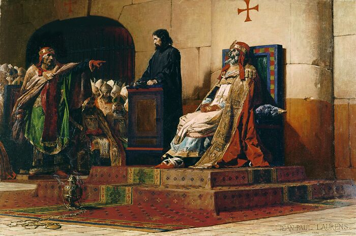 The Cadaver Synod - In AD 897, Pope Stephen VI had his dead rival Pope Formosus exhumed and put on trial. Stephen had a deacon speak on the dead pope's behalf. Naturally, Formosus was found guilty. Stephen ordered that two fingers Formosus used for blessing people cut off and his corpse thrown in the Tiber river.