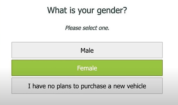 diagram - What is your gender? Please select one. Male Female I have no plans to purchase a new vehicle