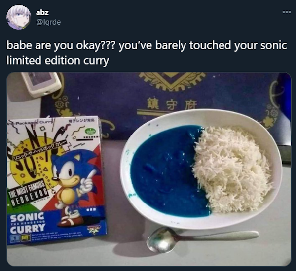 sonic limited edition curry - Ooo abz babe are you okay??? you've barely touched your sonic limited edition curry 20 Packagidaun .....6 The Most Famous Hedgehog Sonic Curry Tee Beddendo 1