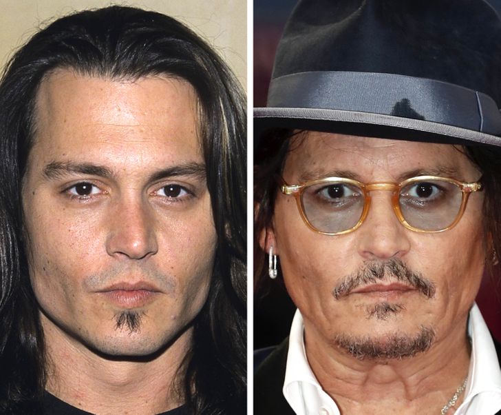 Johnny Depp (35 and 58 years old)