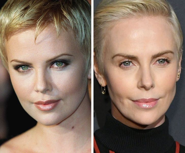 Charlize Theron (22 and 44 years old)