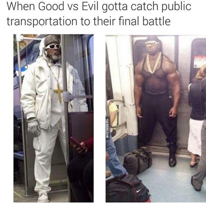 good vs evil gotta catch public transportation - When Good vs Evil gotta catch public transportation to their final battle Via 9GAG.Com