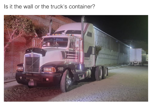 Optical illusion - Is it the wall or the truck's container?