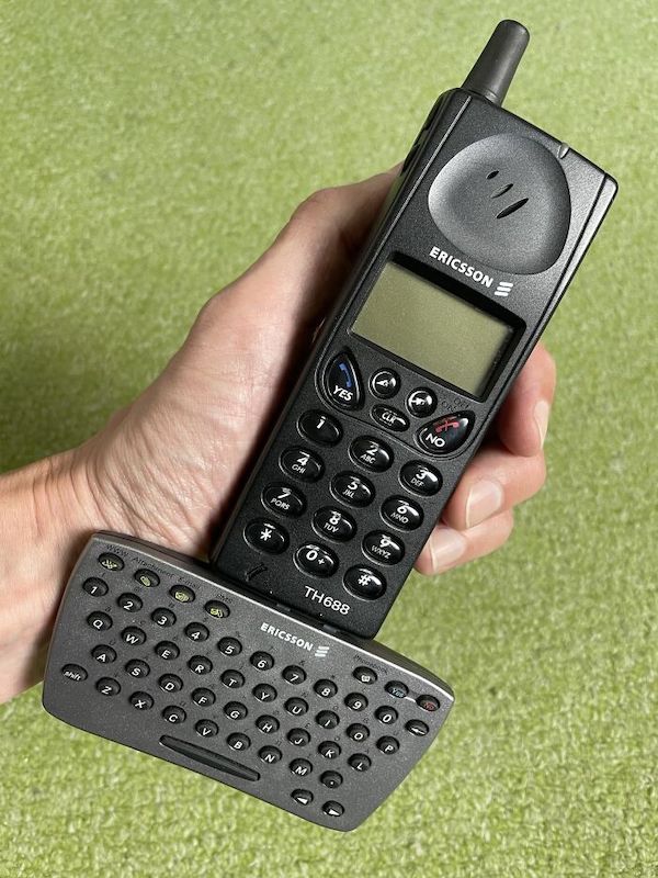 Found my old cell phone with optional clip on chat-board for ‘easy’ texting.