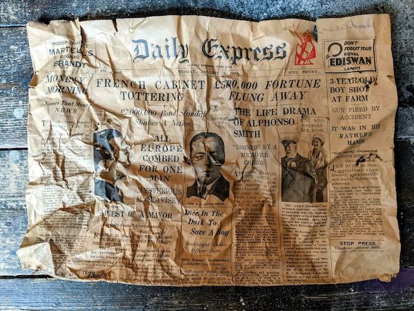 I found an old newspaper from 1934 under the floorboards of my London house.