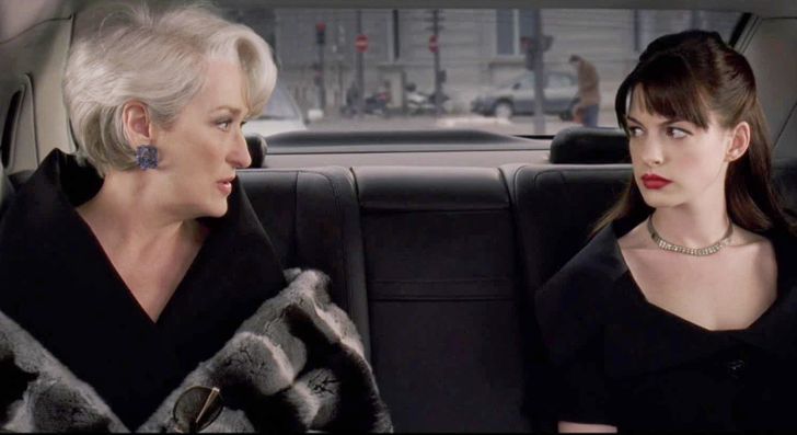 In a scene from The Devil Wears Prada, when Miranda and Andy are having a ride in the back seat of the car in Paris, the filmmakers used an S-class Mercedes that was physically cut in half. It helped the cameramen get the needed angles.