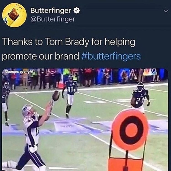 tom brady butterfingers - > Butterfinger Thanks to Tom Brady for helping promote our brand