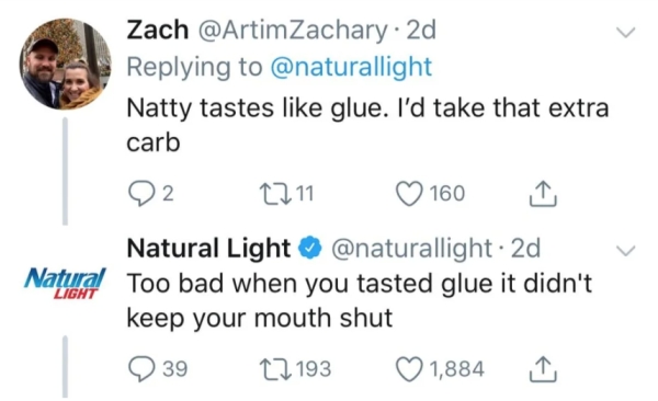 leighanne littrell twitter - Zach 2d Natty tastes glue. I'd take that extra carb 2 22 11 160 Natural Light 2d . Natural Too bad when you tasted glue it didn't keep your mouth shut Light 39 12193 1,884