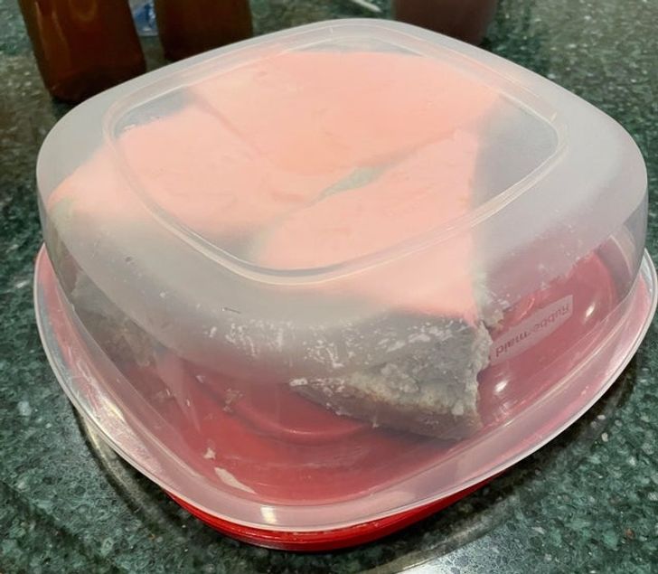 “Flip a Tupperware upside down and use the lid as the bottom so you don’t have to dig the cake out later.”