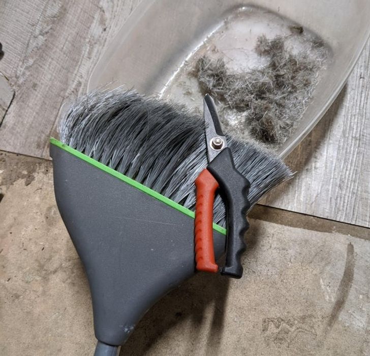 “You can trim the nappy bristles off the end of your broom to make it more effective before you replace it.”