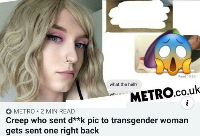 chaotic good - heroes - robin hoods - head - Read what the hell? whu Metro.co.uk i Metro. 2 Min Read Creep who sent dk pic to transgender woman gets sent one right back