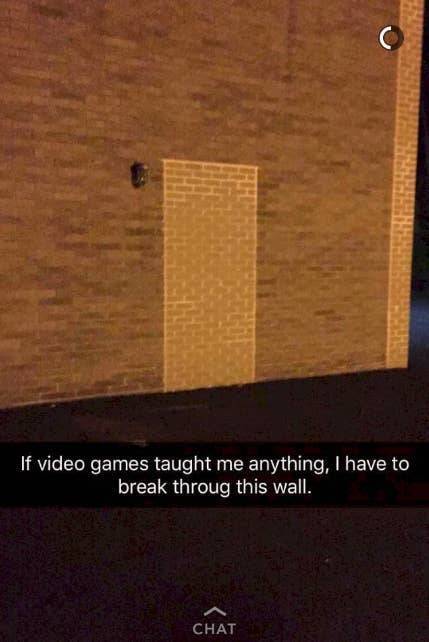 funny snap videos - If video games taught me anything, I have to break throug this wall. Chat