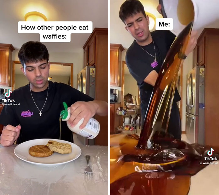 influencers - internet clout - drink - Me How other people eat waffles TikTok Tone Tik Tok