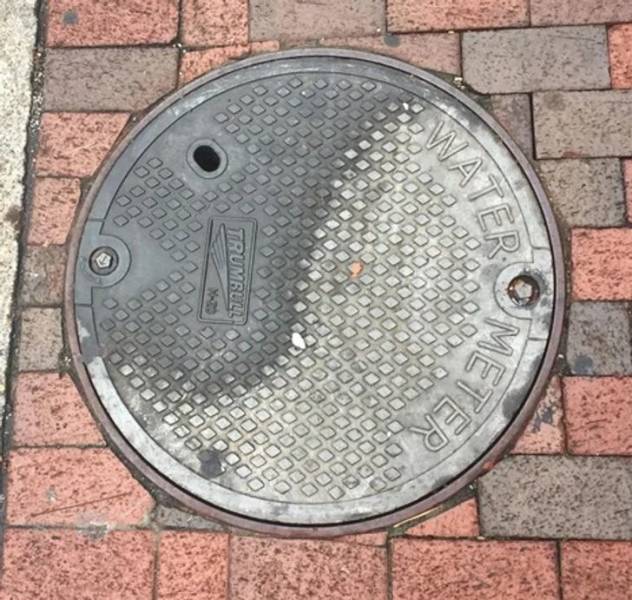 “This manhole cover got splashed and now it looks like a Yin Yang.”