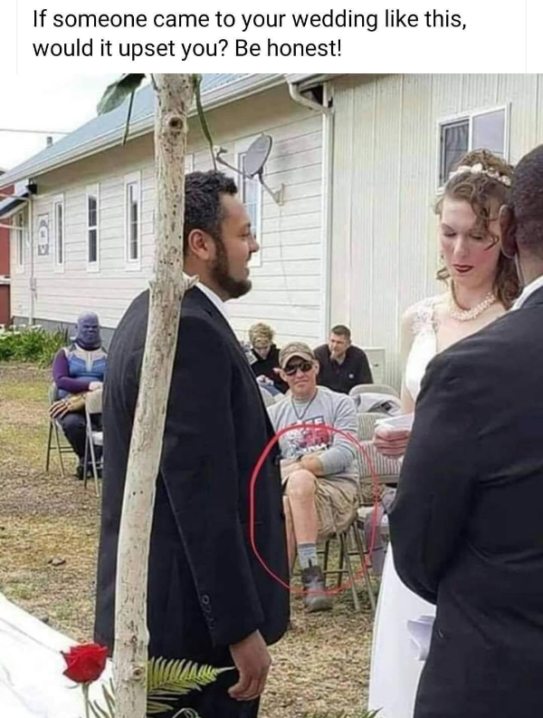 wtf pics that take a second to realize - shorts at a wedding meme - If someone came to your wedding this, would it upset you? Be honest! 21