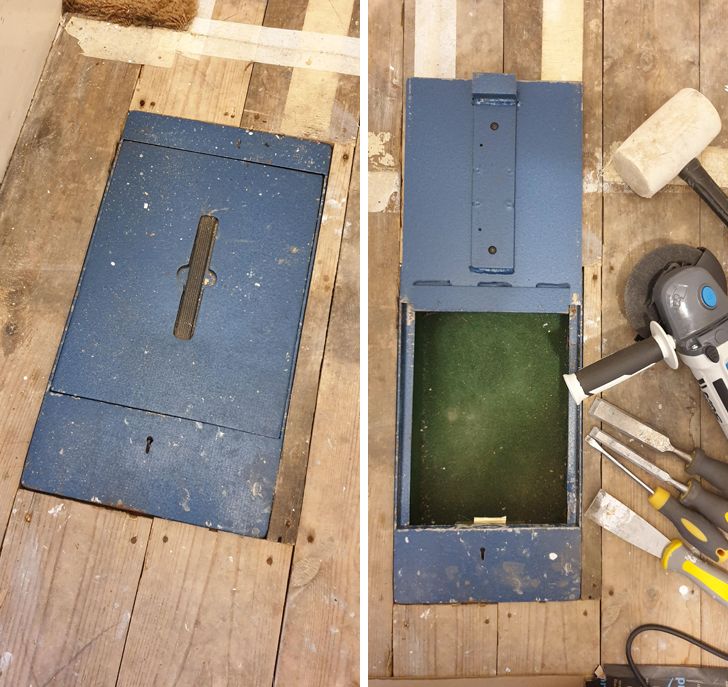 “Unexpectedly discovered a floor safe. Opened it but there were only cobwebs inside.”