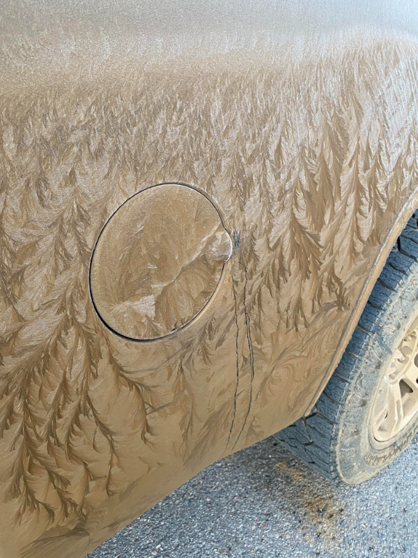 “The way the mud froze on my truck looks like a painting of the Forrest.”