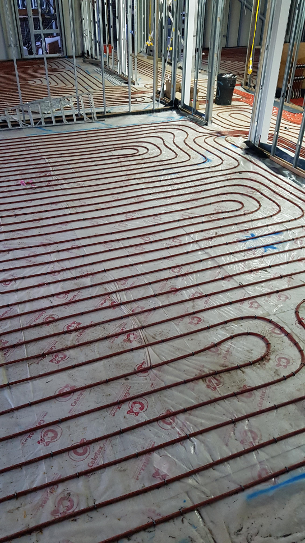 “Pipe work for underfloor heating before the screed goes down.”