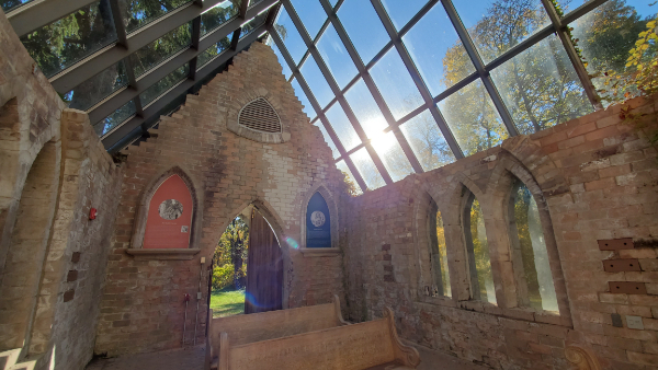 “The roof of this small chapel collapsed, and instead of rebuilding it normally they made it out of glass.”