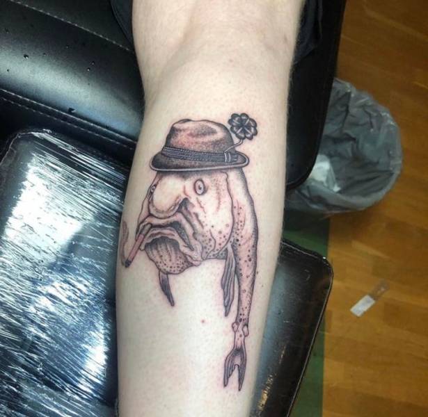 “Been saving this blobfish tattoo for today, so ugly it’s beautiful”