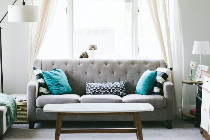 burglar tips - grey couch accent pillows