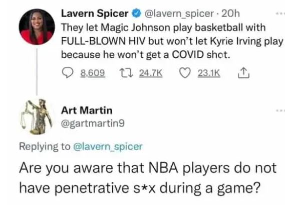 cringe pics - diagram - Lavern Spicer . 20h They let Magic Johnson play basketball with FullBlown Hiv but won't let Kyrie Irving play because he won't get a Covid shot. 8,609 22 Art Martin 9 Are you aware that Nba players do not have penetrative sx during