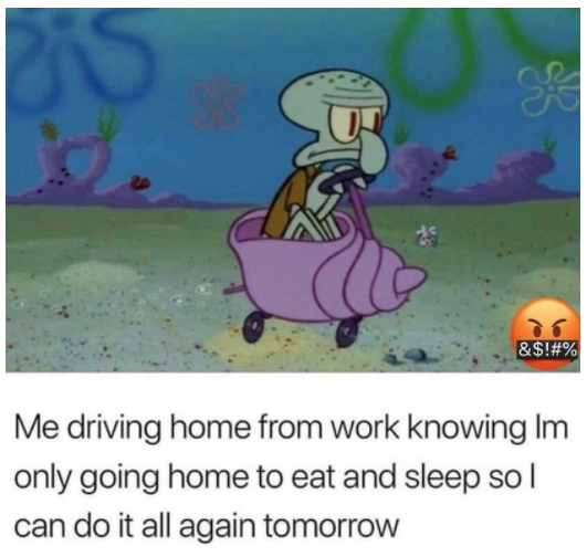 squidward profile - 20 &$!#% Me driving home from work knowing Im only going home to eat and sleep sol can do it all again tomorrow