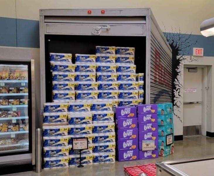“My local grocery store has a display space that looks like a truck broke through the wall.”