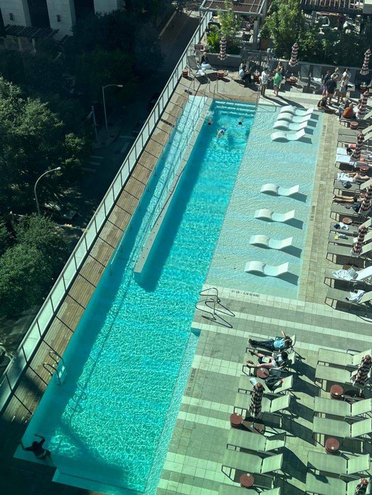 “My hotel pool has an entrance ramp for disabled people.”