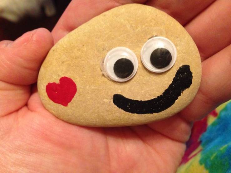 “I found a smiley rock at the beach today! You made my day, anonymous rock hider.”
