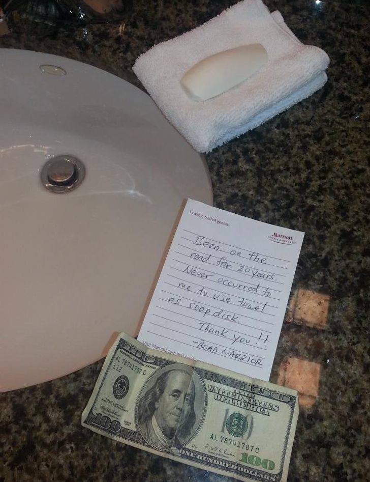 “My friend is a hotel maid and found this today. It made her back-breaking day.”