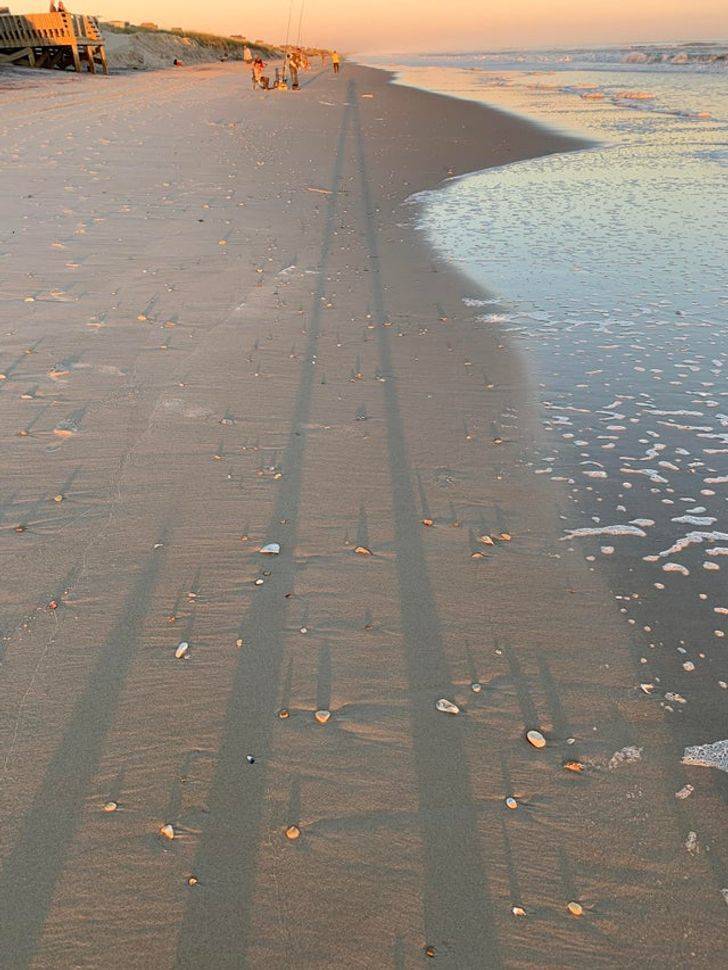 “I cast a very long shadow at sunset near Hatteras, North Carolina.”