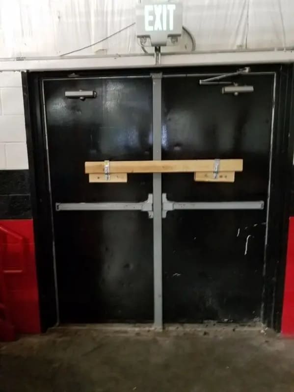 “Saw this at an ice rink, there was another set of doors like this there too.”