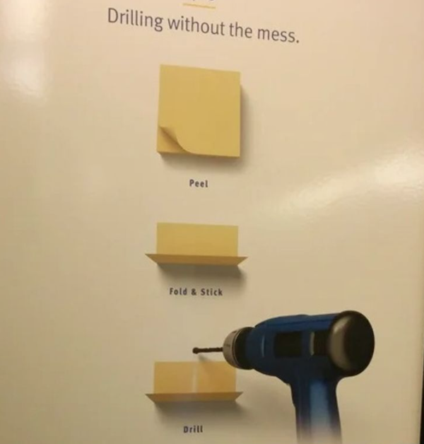 life hack - angle - Drilling without the mess. Peel Fold & Stick Drill