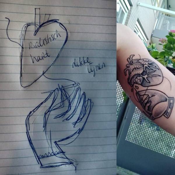 "My tattoo artist transformed my disaster drawing into art.’’