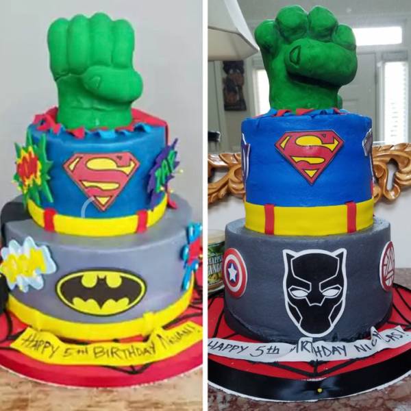 ’’This baker nailed it. The left is the website image, the right is the one ordered.’’