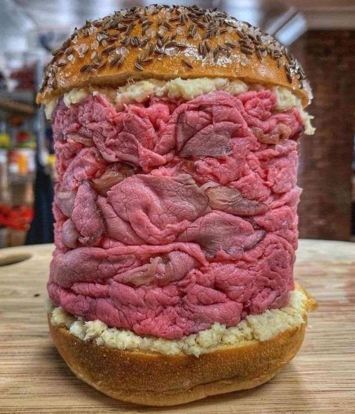 "This roast beef sandwich could be enough for several people."