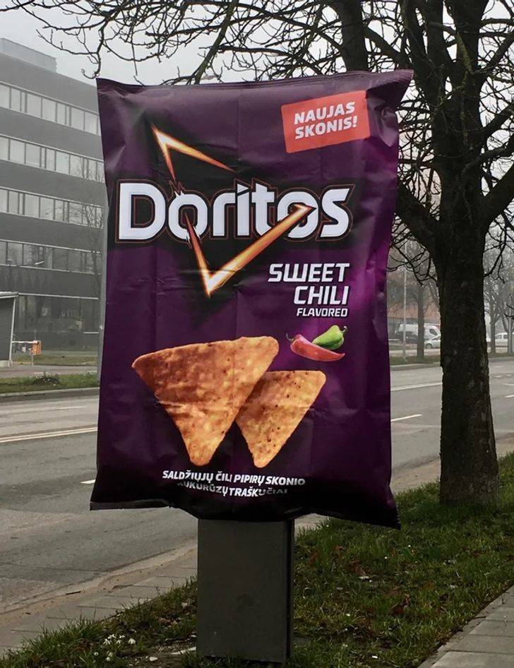 “A 3D Doritos packaging sign in Lithuania”