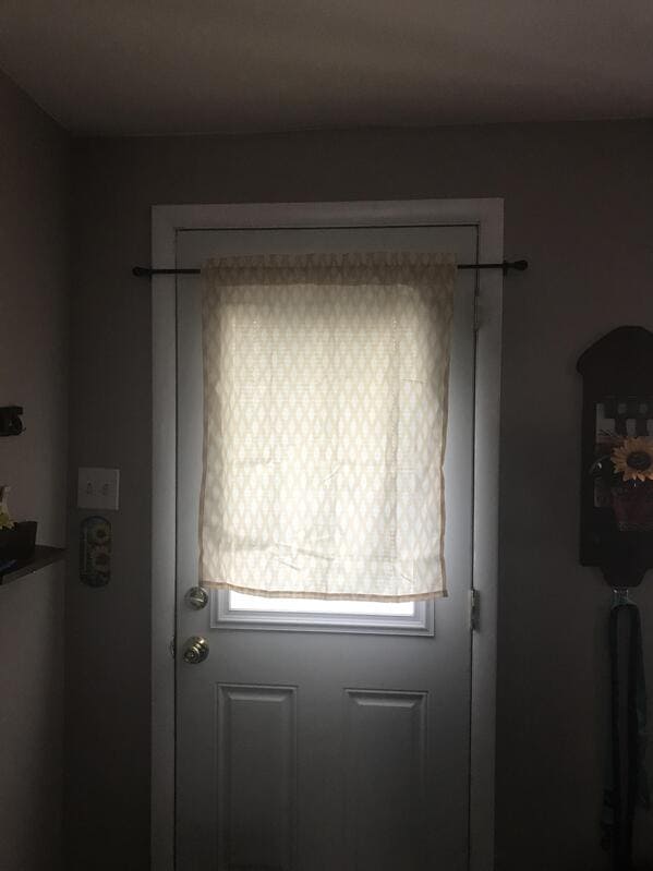 “Tried to hang a curtain over my front door, but didn’t realize what I did until I stepped back.”