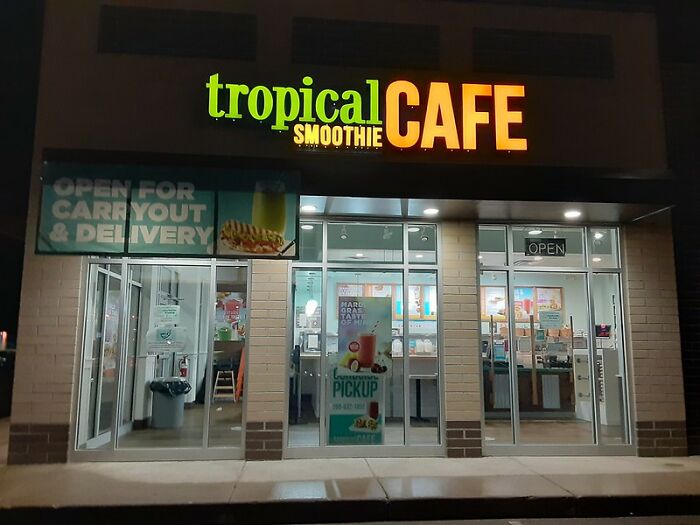 Tropical Smoothie Cafe- All of the smoothies, except the detox ones, have SO much sugar in them. You’re not being healthy by going there.

The sugar isn’t just from the fruit. Sugar is added to most smoothies, and they claim it’s good because it’s turbinado. Also: fruit is healthy.