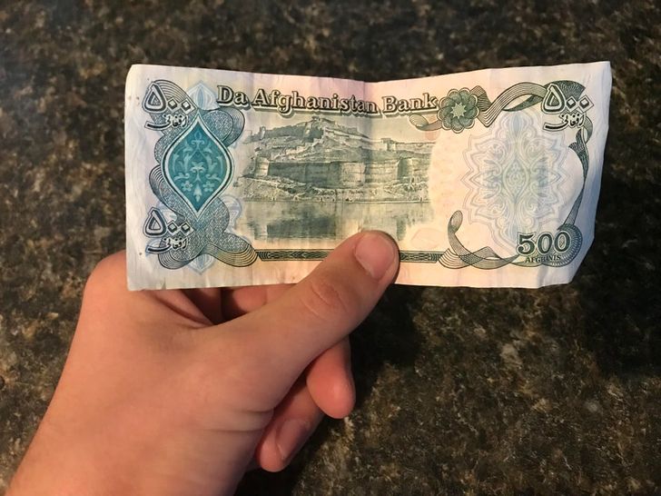 “I found an Afghan bill while cleaning my house. Don’t know how it got there.”