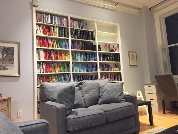 “Friend is at a Ronald McDonald’s house, and the books are color sorted.”