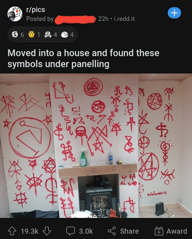 rpics Posted by 22h. i.redd.it S 6 1 4 e 4 Moved into a house and found these symbols under panelling A B Jc E Ar for of der Det Rn f 1 ? Q 2. Award