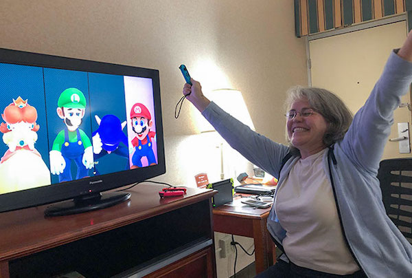 My mother, who I barley see due to college, decided to come up for my 20th. She’s never truly played a video game in her life, but still beat me at Mario Party. I just couldn’t help but feel happy and proud for her when she won.