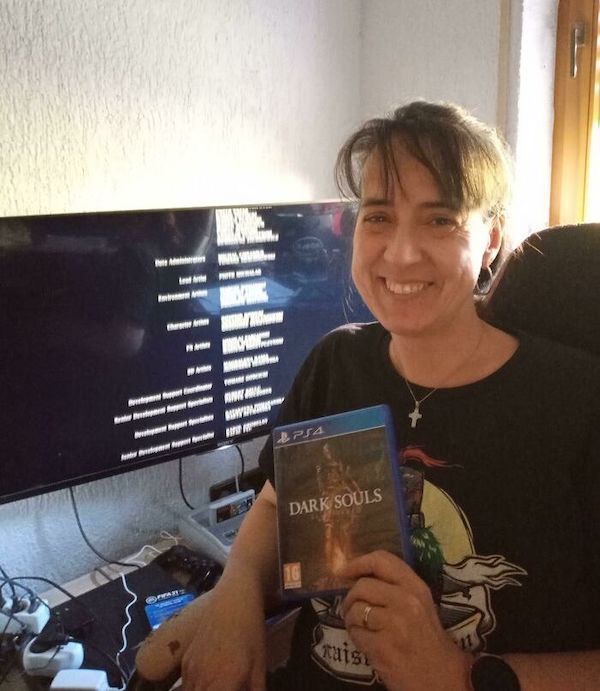 I couldn’t be more proud of her. After a lot of blood sweat and tears…but mostly FUN, my mother finished her first Dark Souls game.