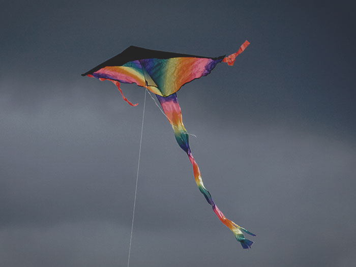 Flying a kite at night